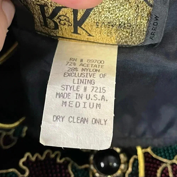 R&K Evening Velvet Floral Jacket Size Medium - Picture 6 of 8